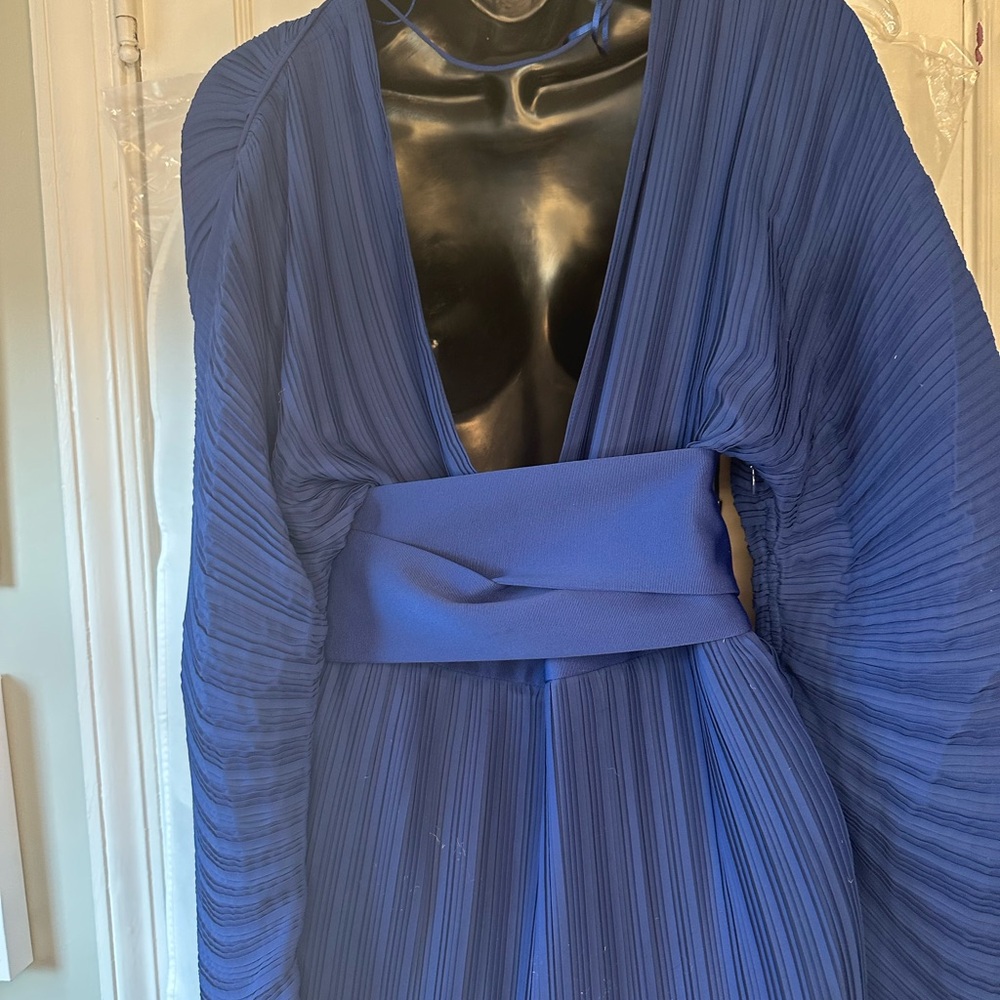 C/MEO COLLECTIVE Decided Cobalt Blue Plisse Pleated Kimono Midi Dress - Picture 6 of 8
